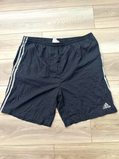 Vintage 90s Adidas Equipment Nylon Track Shorts Black Gray 3 Stripe Men's Size L picture