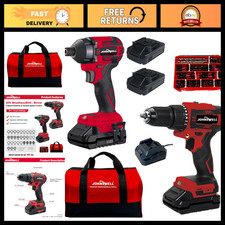20V Cordless Drill & Impact Driver Combo Kit, 2-Tool Set, Fast Charger, 69-Pcs B picture