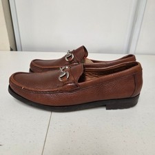 Allen Edmonds Arezzo Brown Pebbled Leather Bit Loafers Made in Italy Mens 10 D picture