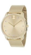 Brand New Movado Bold Thin Men’s Gold Tone Stainless Steel Quartz Watch 3600903 picture