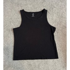 HM Slim Fit Ribbed Tank Top Black Sleeveless Scoop Neck Shirt Womens 2XL picture