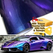 Premium Gloss Metallic Chameleon Purple Blue Vinyl Film Wrap Air Bubble Free picture