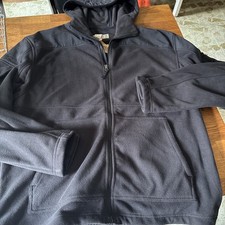 NWT Duluth Trading Co Jacket Mens Large Black Fleece GridLock Hooded Nylon picture