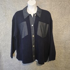 Lane Bryant Denim Trim Button Front Cardigan 26/28 NWT picture