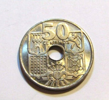 Spain 1949 (51) 50 Centimos unc Coin Arrows pointing up picture