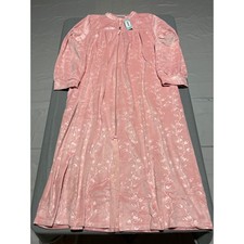 National Pink Velour Zip Front Robe Floral Embossed Long Sleeve Housecoat 1X NWT picture
