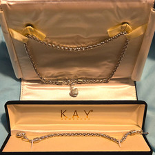 Kay Jewelers 925 Sterling Silver Heart Theme Necklace & Bracelet Jewelry Set picture