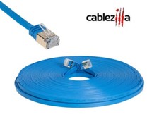 CAT7 Flat SFTP Ethernet Patch Cable 10Gbps Blue Cord 6FT-100FT Multi-Pack LOT picture