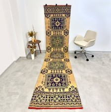 3x11 Floral Yellow Vintage Runner, Turkish Oushak Runner, Handmade Wool Rug picture