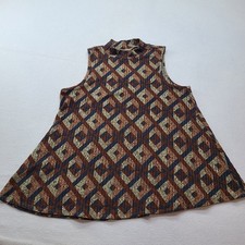 Bobeau Sleeveless Top Womens L Multi Color Excellent Geometric Mock Neck Ribbed picture