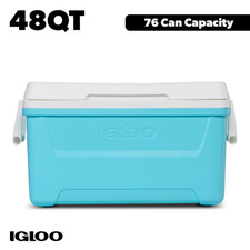 Igloo 48 QT Laguna Hard Sided Ice Chest Cooler, Aqua Blue and White picture