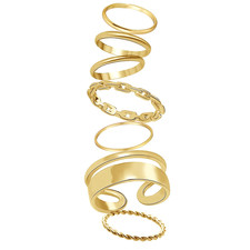 FAXHION Gold Knuckle Rings Set for Women Snake Chain Stacking Ring Color picture