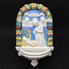 Vintage Italian Majolica Deruta Holy Water Wall Plaque Maioliche f.LLI Niccacci picture
