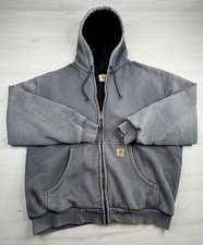 Vtg Carhartt Thermal Lined Hoodie Jacket Grunge Sun Faded Distressed Y2K Men XL picture