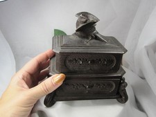 Collectible Antique 1890s German Black Forest Carved Walnut Wood Jewelry Box picture