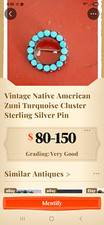 Vintage Zuni Native American Turquoise Cluster Sterling Silver Pin picture