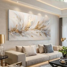 ONEOLTN 3D Golden Feather Wall Art Canvas Print, 20x40In picture