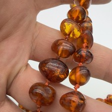 Antique Or Vintage Baltic Amber Necklace Hand Knotted Silk Cord Read picture