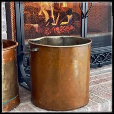 Copper Bucket Antique 19th C. Dovetailed Pot  Reinforced Base Fireplace Wood picture