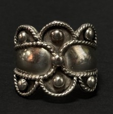 VTG Sterling Silver .925 MEXICO Scallop Edge Cigar Band Ladies Size. 9 - 6.9g picture