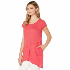 Mod-o-doc Featherweight Woman's Short Sleeve Scoop Neck Tunic Hibiscus SIZE S picture