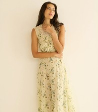 Doen Liliane Sunshine Prairie Rose Floral Print Lace Midi Maxi Gown Dress Size L picture