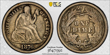 PCGS VF-30 1876-CC F-105 RIGHT C LOW FS-103 DOUBLED DIE OBV SEATED LIBERTY DIME picture