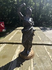 Antique French Style Spelter Metal Statue Allegory of Victory Warrior Lady picture