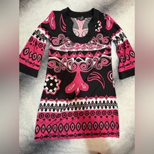 I.N.C. International Concepts Black Pink White Print Shift Comfy Dress S (A1) picture