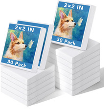Prudiut 30 Pack Mini Painting Canvas, 2x2inch Small Canvas, Stretched Canvases, picture