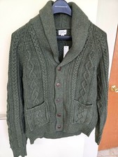 NWT's J. Crew Green Cable Knit Shawl Cardigan Sweater (BA280) - M picture