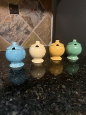 Vintage 1930-40s Homer Laughlin’s Fiesta HTF Mustard Jars, Pick Color picture
