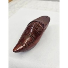 Antique Dutch Wooden Shoe Snuff Box Marken Hand Carved 19th Century picture