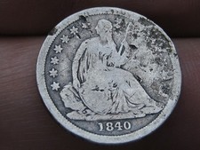 1840 P Seated Liberty Silver Dime- Philadelphia, No Drapery, Good Details picture