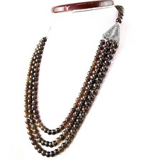 Earth Mined 553.50 Cts Smoky Quartz Round Shape Untreated Beads Necklace (RS) picture