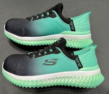 Skechers Women's Tilido Ombray Slip-On Athletic Sneakers Black/Teal  8.5 picture