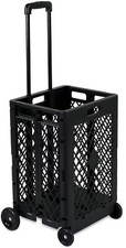 WS8 Mesh Utility Cart Folding Collapsible Hand Crate with Wheels 55 Lbs Capacity picture