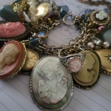 Vintage Victorian Intaglio CAMEO Charm Bracelet picture
