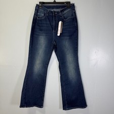 ROMWE Dark Blue Grunge Punk Embroidered Cross Pocket Flare Jeans NWT picture