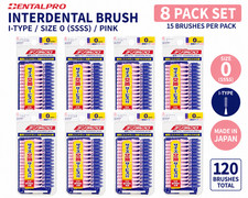 Dentalpro Interdental Brush Size 0 SSSS Pink 15pcs x8 Packs I-Type Japan picture