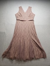 Candalite Women Maxi Dress 3X Dusty Pink Lace Tie Waist V Neck SleevelesCocktail picture