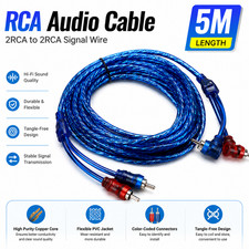 16ft Car RCA Audio Cable Signal Wire Twisted OFC Copper Wire 2 Channel 14FT Home picture