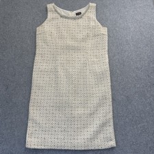 JM STUDIOS WHITE TWEED BOUCLE RHINESTONE PEARL MINI DRESS SIZE 18 picture