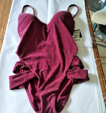 Bar III Blackberry Shimmer & Shine One Piece Size S picture