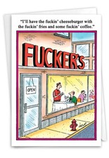 1 Funny Birthday Greeting Card w/Envelope - F'ers Cafe NobleWorks 8245 picture