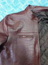Mens alligator embossed leather bomber jacket handmade luxury outewear  picture