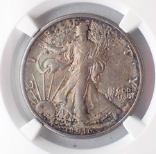 1916-D U.S. 90% Silver Walking Liberty Half Dollar -- NGC AU55 picture