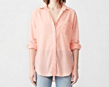 Frank & Eileen Eileen Peach Italian Cotton Point Collar Shirt Sz L Old Money picture