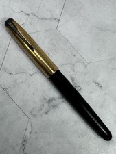 Vintage 1944 Parker 51 Vacumatic Pen Black 14K Gold Nib GF Blue Diamond Cap picture