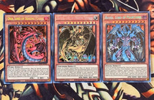 Yugioh: Sacred Beasts GOD CARD SET Uria, Raviel, Harmon PRISMATIC SECRET RARE NM picture